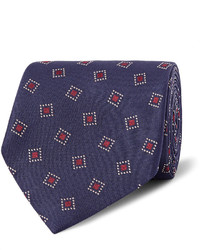 Cravate en soie tressée bleu marine Dunhill