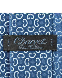 Cravate en soie tressée bleue Charvet