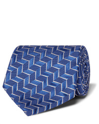 Cravate en soie tressée bleue Charvet