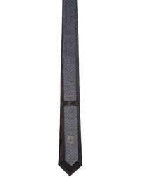 Cravate en soie tressée gris foncé Versace