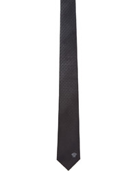 Cravate en soie tressée gris foncé Versace