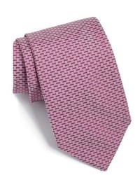 Cravate en soie tressée rose