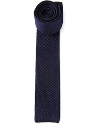 Cravate en tricot bleu marine Brioni