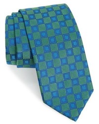 Cravate géométrique bleu canard