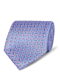 Cravate géométrique bleu clair Charvet