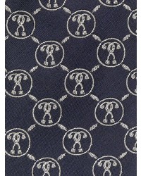 Cravate imprimée bleu marine et blanc Moschino