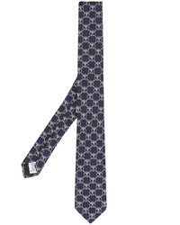 Cravate imprimée bleu marine et blanc Moschino