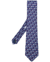 Cravate imprimée bleu marine Salvatore Ferragamo