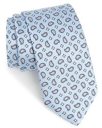 Cravate imprimée cachemire bleu clair