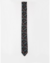 Cravate imprimée cachemire noire Reclaimed Vintage