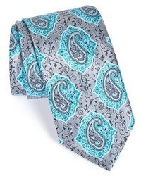 Cravate imprimée cachemire turquoise