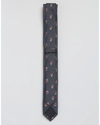 Cravate imprimée gris foncé Asos