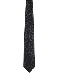 Cravate imprimée léopard bleu marine