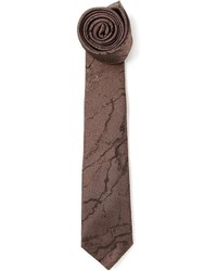 Cravate imprimée marron foncé Lanvin