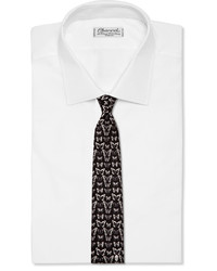 Cravate imprimée noire et blanche Alexander McQueen