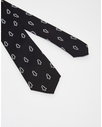 Cravate imprimée noire et blanche Asos