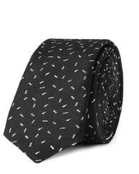 Cravate imprimée noire et blanche Saint Laurent