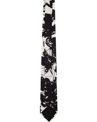 Cravate imprimée noire et blanche Dries Van Noten