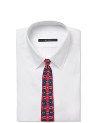 Cravate imprimée rouge et bleu marine Gucci
