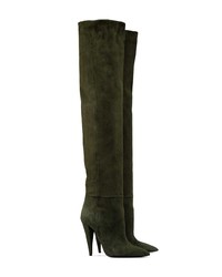 Cuissardes en daim olive Saint Laurent