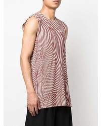 Débardeur à rayures verticales rouge Homme Plissé Issey Miyake