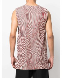 Débardeur à rayures verticales rouge Homme Plissé Issey Miyake