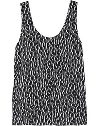 Débardeur en soie imprimé léopard noir