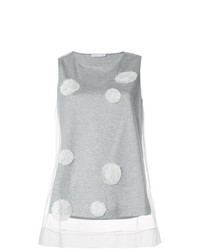 Débardeur en tulle á pois gris