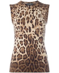 Débardeur imprimé léopard marron clair Dolce & Gabbana