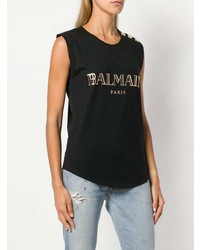 Débardeur imprimé noir Balmain