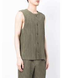 Débardeur olive Homme Plissé Issey Miyake