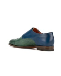 Double monks en cuir bleu marine Santoni