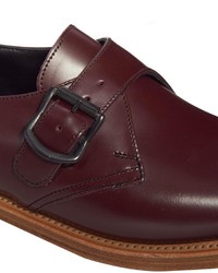 Double monks en cuir bordeaux Asos