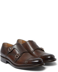 Double monks en cuir marron foncé