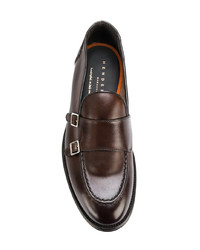 Double monks en cuir marron foncé Henderson Baracco