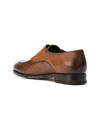 Double monks en cuir marron Santoni