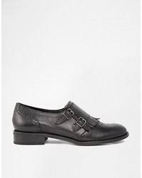 Double monks en cuir noirs Bertie