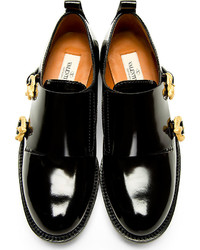 Double monks en cuir noirs Valentino