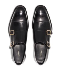 Double monks en cuir noirs Tom Ford
