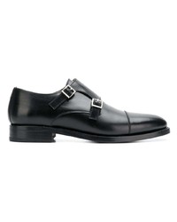 Double monks en cuir noirs Berwick Shoes