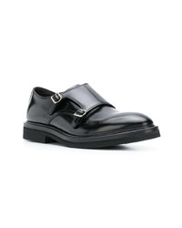 Double monks en cuir noirs Henderson Baracco