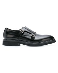 Double monks en cuir noirs Henderson Baracco