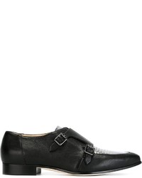 Double monks en cuir noirs Jimmy Choo