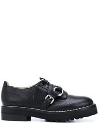 Double monks en cuir noirs Moschino