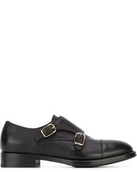 Double monks en cuir noirs Raparo