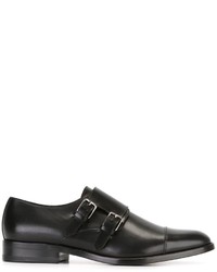 Double monks en cuir noirs Saint Laurent