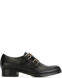 Double monks en cuir noirs Tod's