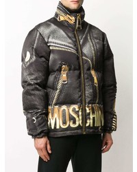 Doudoune imprimée noire Moschino