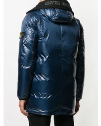 Doudoune longue bleu marine Stone Island