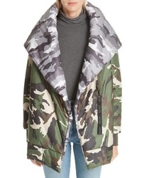 Doudoune longue camouflage olive